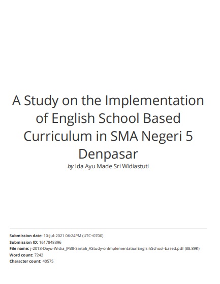 A Study on the Implementation of English School Based Curriculum in SMA Negeri 5 Denpasar