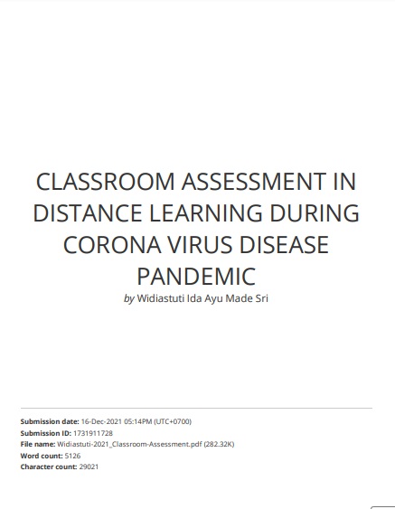 Classroom Assessment in Distance Learning During Corona Virus Disease Pandemic