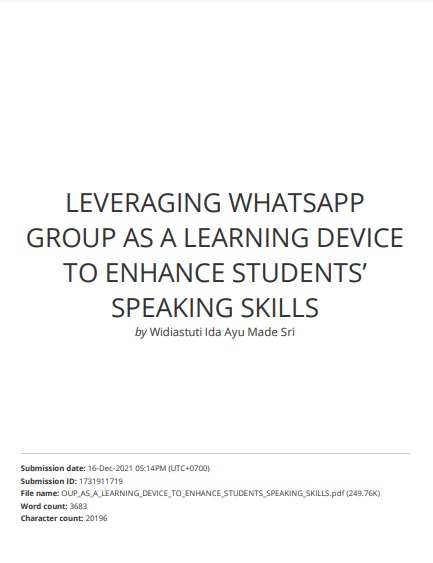 Leveraging Whatsapp Group as a Learning Device to Enhance