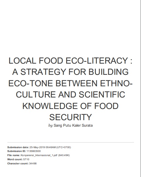 Local Food Eco-Literacy: A Strategy For Building Eco-Tone Between Ethno-Culture and Scientific Knowledge of Food Security