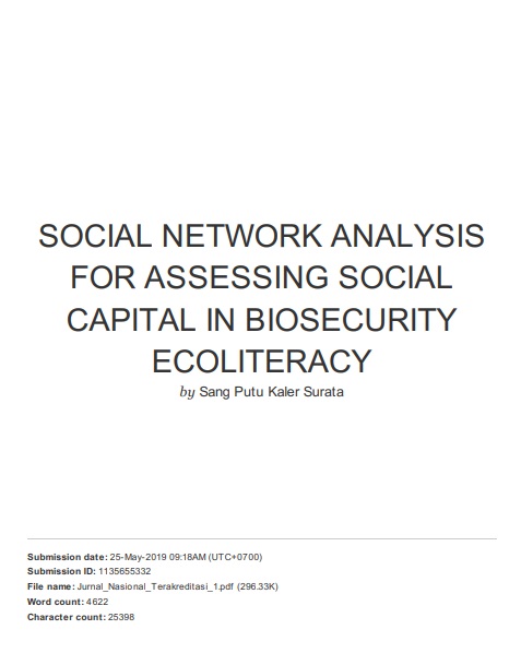 Social Network Analysis For Assessing Social Capital in Biosecurity Ecoliteracy