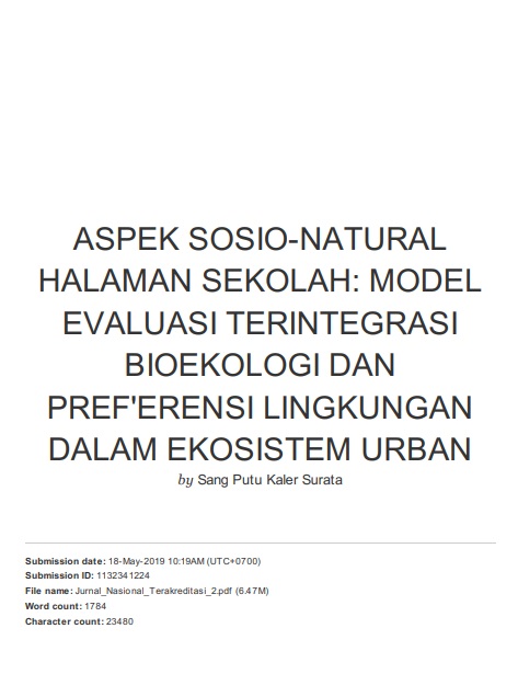 Aspek Sosio-Natural Halaman Sekolah: Model Evaluasi Terintegrasi Bioekologi dan Preferensi Lingkungan Dalam Ekosistem Urban