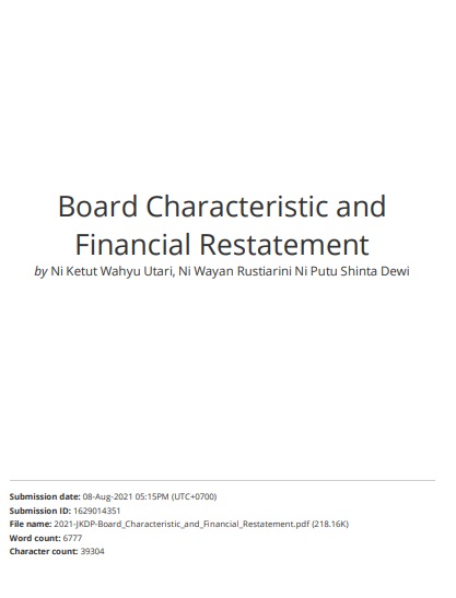 Board Characteristic and Financial Restatement