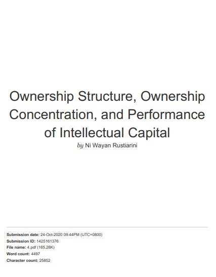 Ownership Structure, Ownership Concentration, and Performance of Intellectual Capital