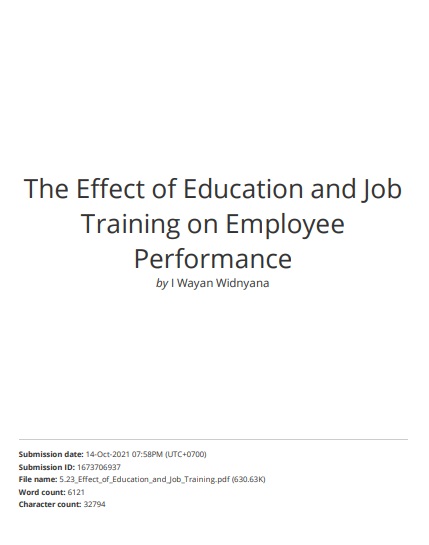 The Effect of Education and Job Training on Employee Performance with Motivation and Work Ability as Intervening Variables at the Airport Personnel of PT. JAS International Airport Branch I Gusti Ngurah Rai.