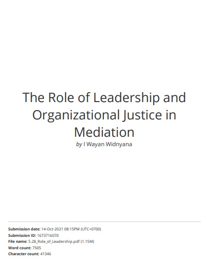 The Role of Leadership and Organizational Justice in Mediation the Effect of Commitments on Employee Performance AT PT Federal International Finance, Tbk.