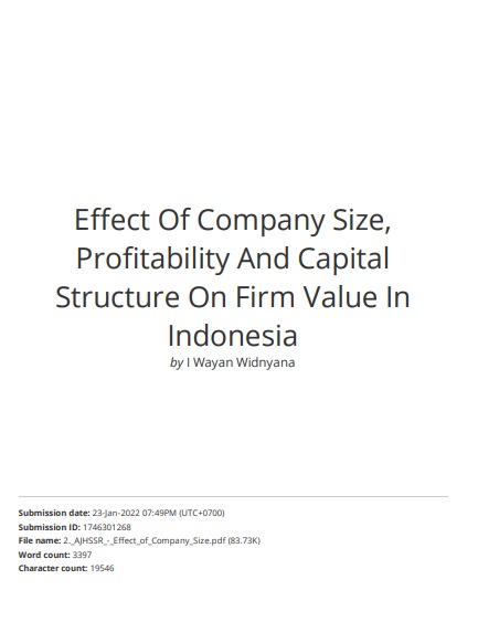 Effect of Company Size, Profitability and Capital Structure on Firm Value in Indonesia