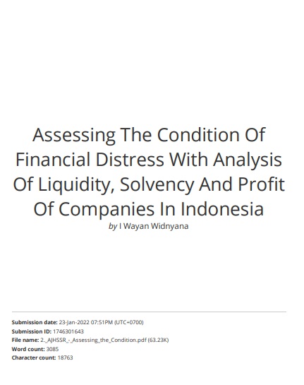 Assessing the Condition of Financial Distress With Analysis of Liquidity, Solvency and Profit of Companies in Indonesia
